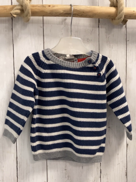H&M  Pullover  Gr. 74  blau weiße Streifen Strick grauer Bund 