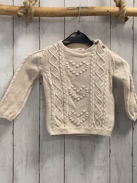   Pullover  Gr. 86  beige Strick Noppen Zöpfe 