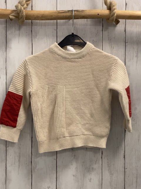 Zara  Pullover  Gr. 98  beige Rippen Strick rost Aufnäher auf den Ärmeln 