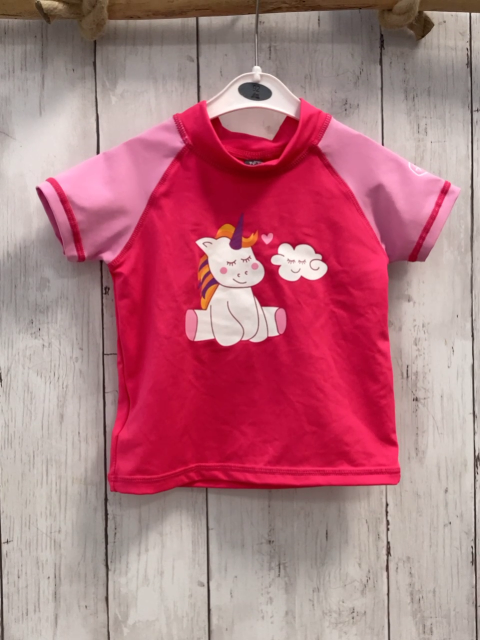   UV-Schutzshirt Gr. 80  pink Einhorn rosa Ärmel pink Nähte 