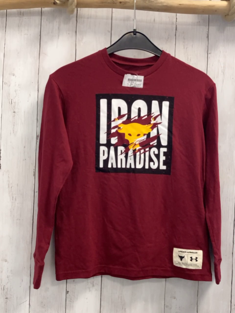 Under Armour  Langarmhirt  Gr. 146  weinrot schwarzes Quadrat mit Schrift 