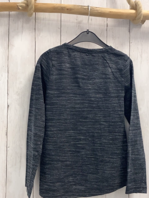 Manguun Langarmhirt  Gr. 140  dunkelgrau hellgrau meliert silber Pailettenschrift 