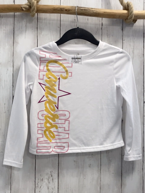 Converse  Langarmhirt  Gr. 122/128  weiß rosa goldene Schrift weinroter Stern 