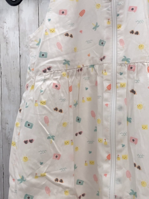 Pusblu 0,5 TOG Schlafsack Gr. 90cm  weiß bunte Motive ua Eiscreme