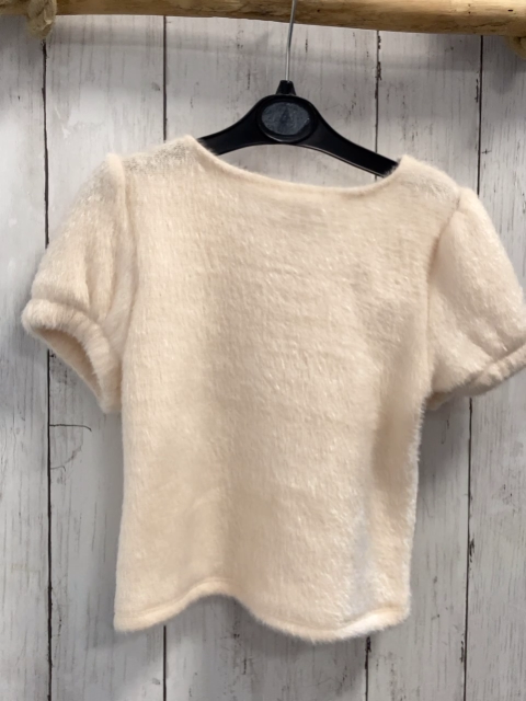 Rachel Zoe Pullunder Gr. 110  beige Strick schwarze Schleifen