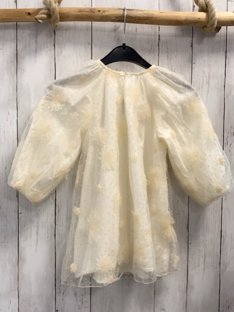 zara Kleid Gr. 104  weiß Tülllage bestickt mit Blumen Punkte