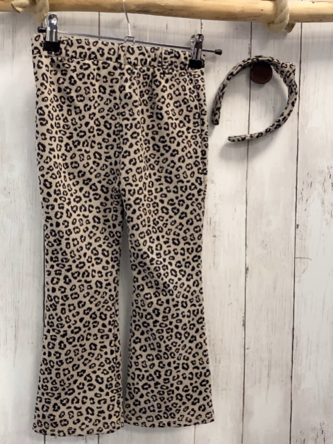 2tlg  Leggings + Haarreif Gr. 110  beige schwarz Leoprint
