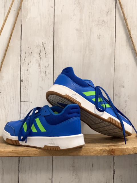 Adidas  Schuhe  Gr. 35  blau hellgrüne Streifen weiße Sohle 