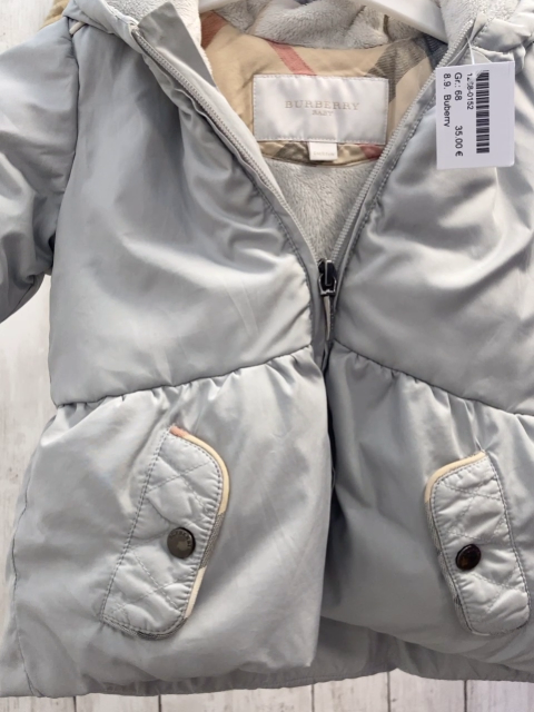 Buberry  Winterjacke  Gr. 68  hellgrau kariert Bund weißes Plüschfutter 