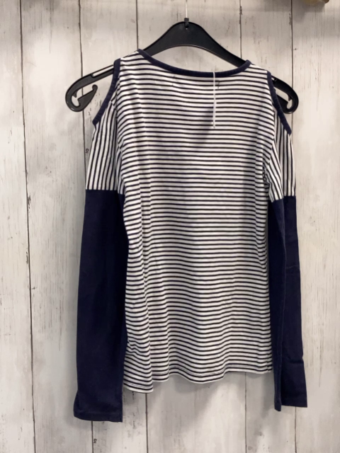 Desigual  Langarmshirt  Gr. 134/140  weiß schwarze Streifen blaue Ärmel Pailettensterne 