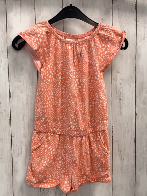 S´Oliver  Playsuit  Gr. 116  orange weiße Herzen + Rechtecke 