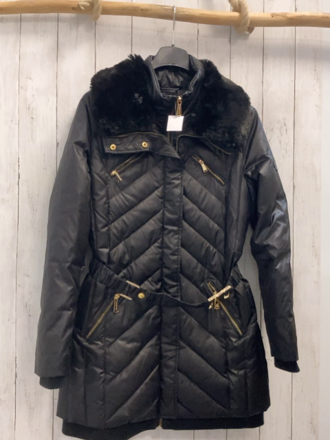 Michael Kors  Wintermantel Gr. M schwarz Kragen mit abtrennbarem Fellband Füllung 60 %  Daunen 40 % Federn