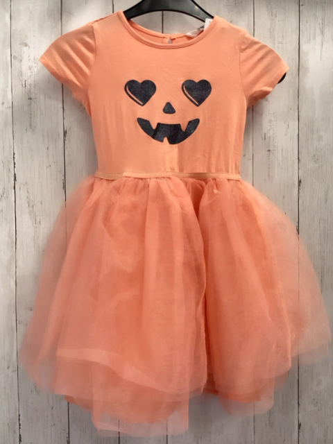 H&M Kleid  Gr. 122  orange Obereil mit schwarzem Glitzergesicht Tüllrock