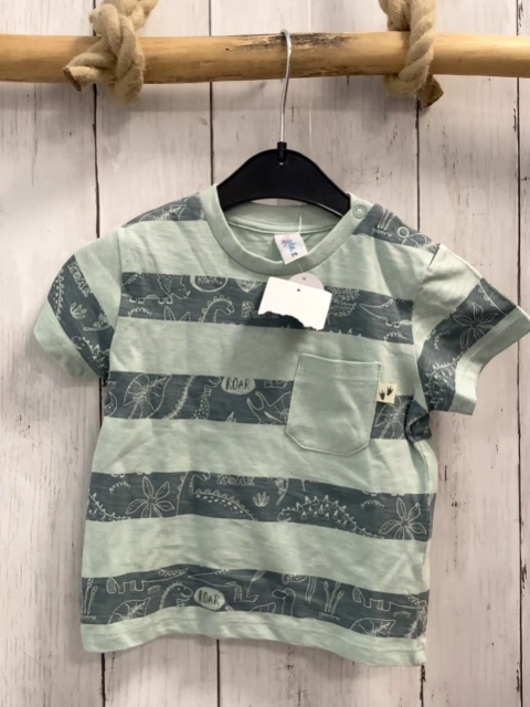 neu  T-Shirt  Gr. 74  mint graue Streifen Dinos 