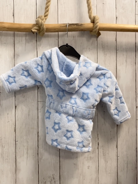 DKNY Bademantel  Gr. 68  hellblau Plüsch Kapuze Sterne 