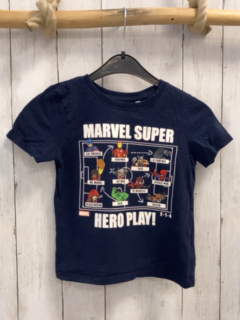 Marvel  T-Shirt  Gr. 110  blau Superhelden weiße Schrift 