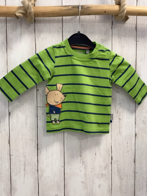 Sigikid  Langarmshirt  Gr. 68  hellgrün blaue Streifen Maus 