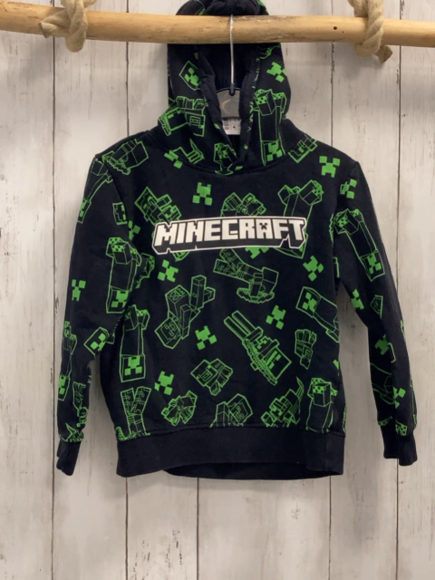Minecraft  Pullover  Gr. 116  schwarz grüne Figuren Kapuze weiße Schrift 