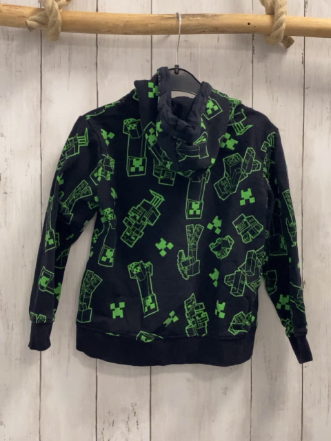 Minecraft  Pullover  Gr. 116  schwarz grüne Figuren Kapuze weiße Schrift 