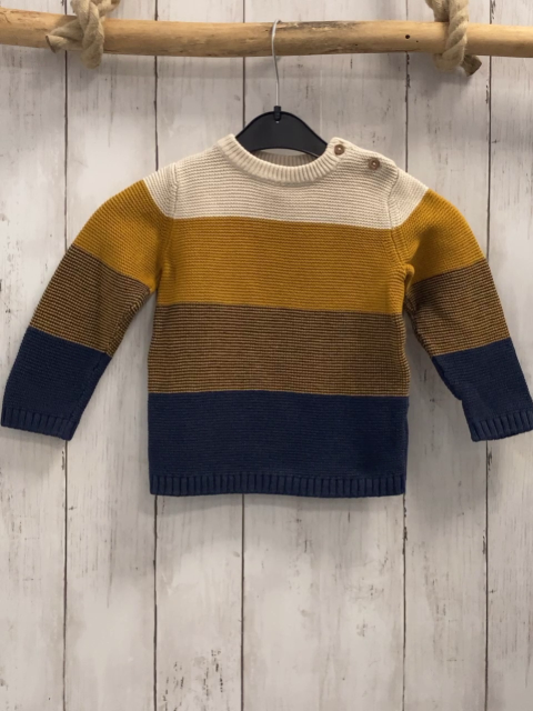   Pullover  Gr. 86  creme ocker blaue Streifen Strick 