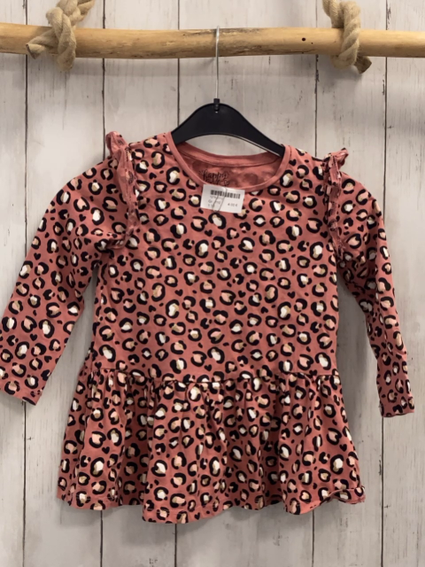   Langarmshirt Gr. 110  lachs schwarz weiß rosa golden bedruckt 