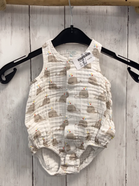 Frugi  Playsuit Gr. 56  weiß Struktur Wale 