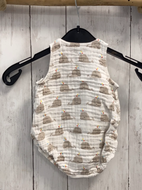Frugi  Playsuit Gr. 56  weiß Struktur Wale 