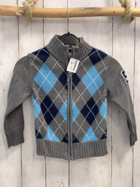 H&M  Strickjacke  Gr. 104  grau hellblau blau weiße Rauten 