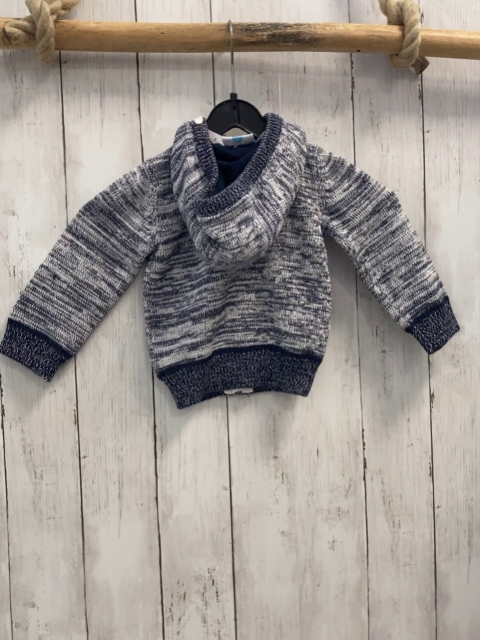   Strickjacke  Gr. 74  blau weiß grau meliert Kapuze 