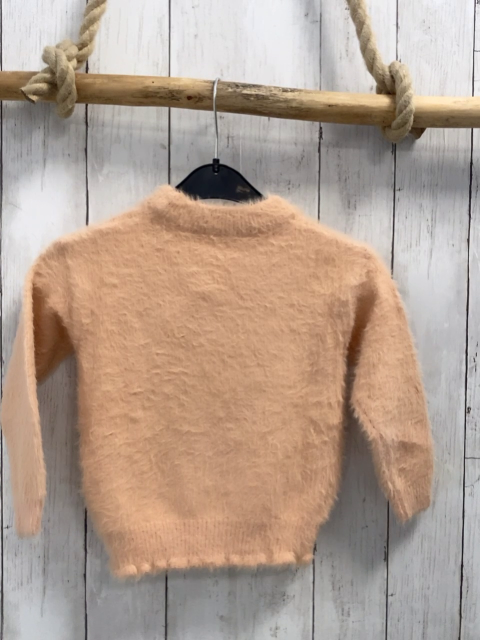   Pullover  Gr. 104  lachs Strick flusig Tier mit Pailettten 