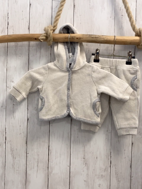 2tlg H&M  Sweatjacke + Jogginghose  Gr. 56  creme graue Punkte + Bund 