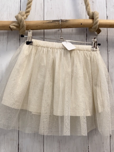 Zara  Rock Gr. 116  creme Tüllüberrock mit goldenen Glitzerpunkten 