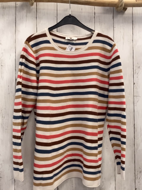 Tom Tailor  Pullover  Gr. L weiß blau ocker rot braun beige Streifen Strick