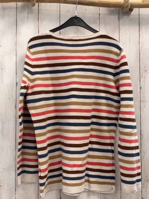 Tom Tailor  Pullover  Gr. L weiß blau ocker rot braun beige Streifen Strick
