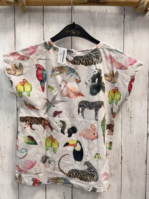 H&M  T-Shirt  Gr. 134/140  hellgrau bunte Tiere 