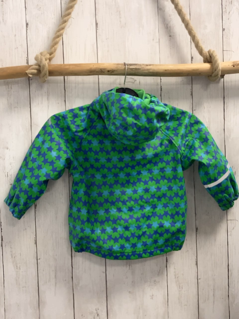 Caretec  Regenjacke  Gr. 86  hellgrün blau hellblaue Sterne gummiert hellgrünes Fleecefutter 