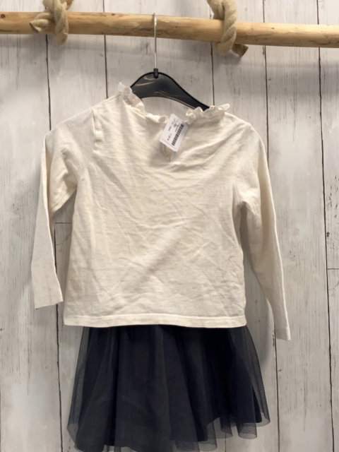 next Kleid Gr. 92  beige Oberteil + grauer Tüllrock