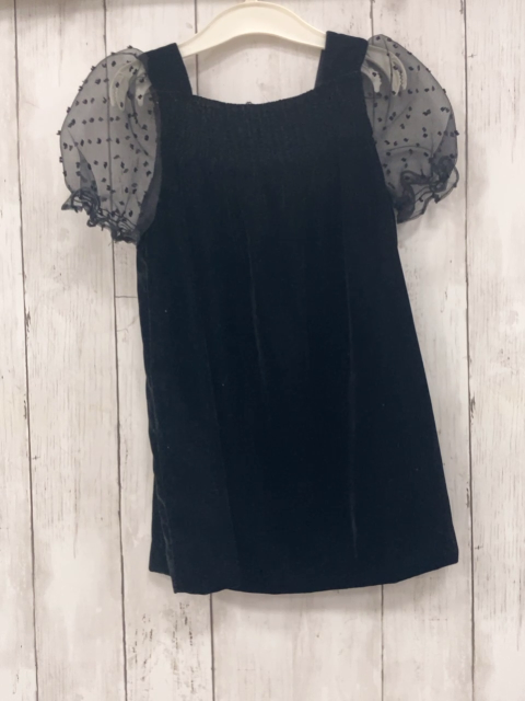 Zara  Kleid  Gr. 104  schwarz Samt transparente Netzärmel mit Punkte 
