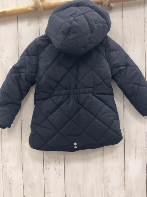 neu Okaidi  Winterjacke  Gr. 98/104  blau Rauten Fellfutter NP 59,99 € 