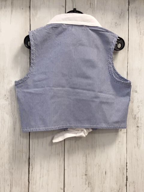   Sommerbluse  Gr. 98  blau weiße Streifen weißer Kragen Waschbär Herz