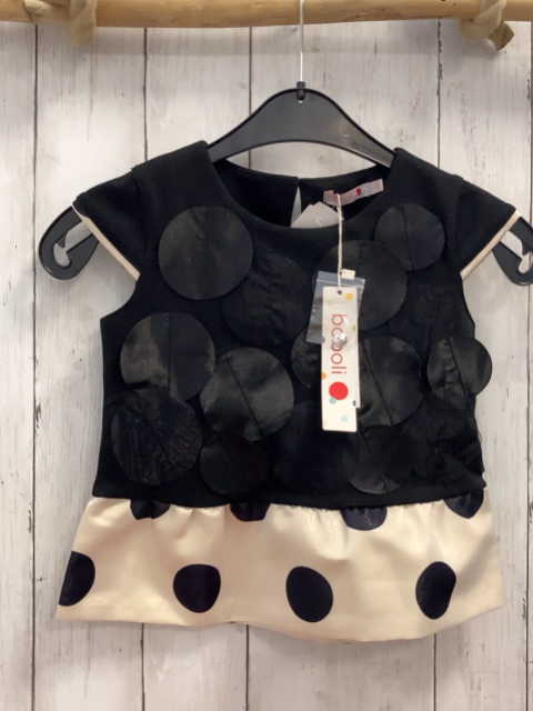 neu Boboli Sommerbluse  Gr. 122  schwarz + beige mit Kreisen + Glitzer NP 35,90€ 
