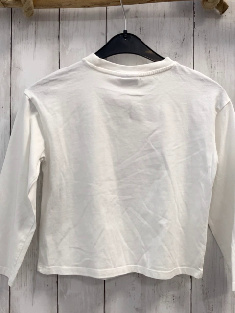 Zara  Langarmshirt  Gr. 116  weiß beige braune Bäume Schrift 