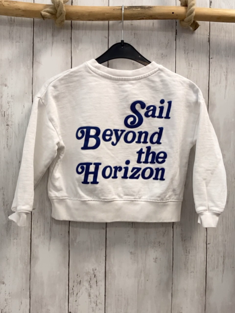 Mango  Pullover  Gr. 116  weiß blaue Schrift 