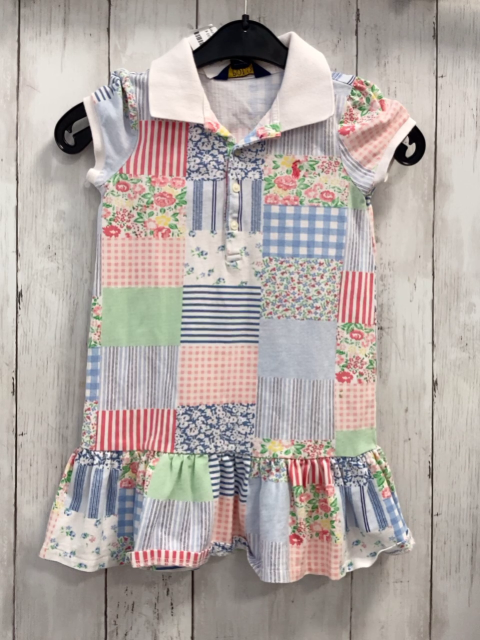 Ralph Lauren  Kleid  Gr. 104  bunte Quadrate mit Karos Streifen + Blumen weißer Kragen 