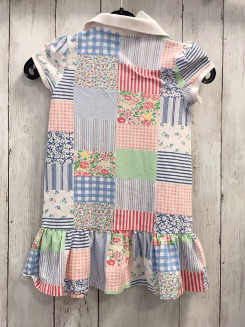 Ralph Lauren  Kleid  Gr. 104  bunte Quadrate mit Karos Streifen + Blumen weißer Kragen 