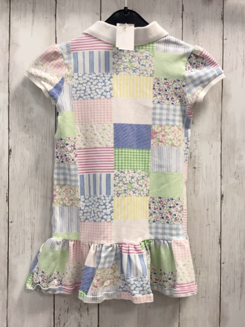 Ralph Lauren  Kleid  Gr. 110  bunte Quadrate mit Karos Streifen + Blumen weißer Kragen 