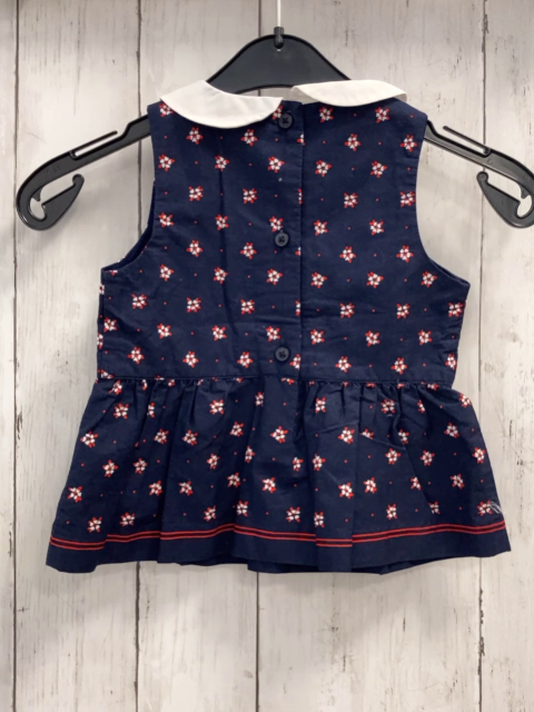 Janie & Jack  Sommerbluse  Gr. 98  blau weiß rote Blumen weißer Kragen blau rote Schleife 