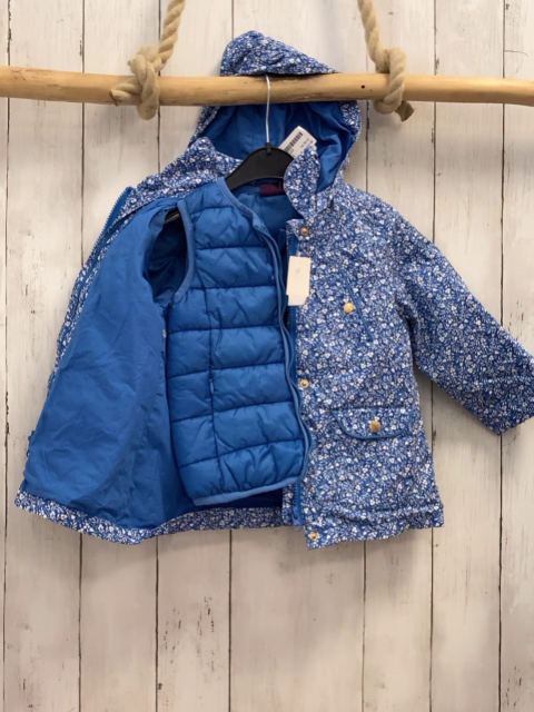 2tlg Sergent Major  Regenjacke + Weste  Gr. 92  blau weße Blumene 