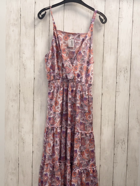   Kleid Gr. L weiß flieder bunte Blumen gesmokter Taillenbereih 
