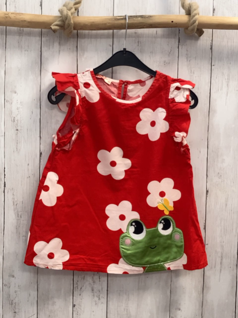 Sommerbluse  Gr. 116  rot weiße Bumen Frosch 